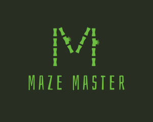 Green Bamboo Letter M logo design