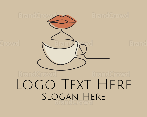 Lip Coffee Cup Scribble Logo