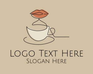 Americano - Lip Coffee Cup Scribble logo design