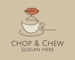 Lip Coffee Cup Scribble Logo