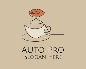 Americano - Lip Coffee Cup Scribble logo design