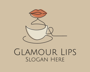 Lip Coffee Cup Scribble logo design