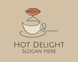 Lip Coffee Cup Scribble logo design