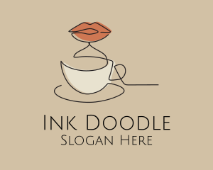Scribble - Lip Coffee Cup Scribble logo design
