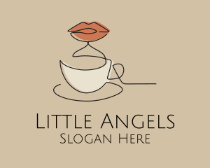 Coffee Shop - Lip Coffee Cup Scribble logo design