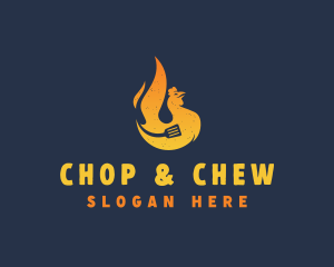 Flaming - Hot Roast Chicken logo design