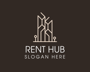 Rent - Modern Building Tower logo design