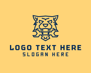 Tiger Head - Tiger Mechanic Repair Wrench logo design