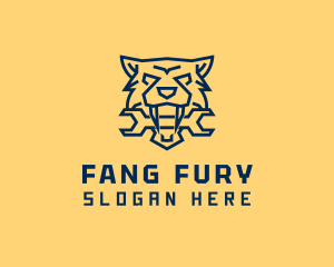 Fangs - Tiger Mechanic Repair Wrench logo design