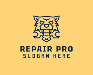 Tiger Mechanic Repair Wrench logo design