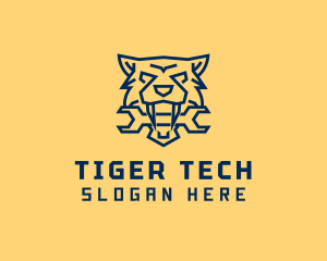 Tiger Mechanic Repair Wrench logo design