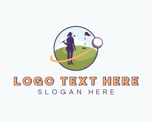 Batsman - Female Golf Player logo design