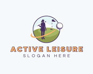 Recreational - Female Golf Player logo design