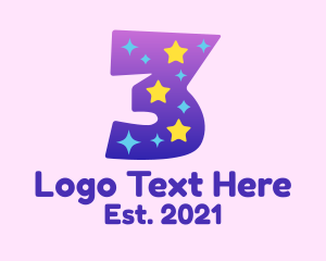 Number - Colorful Starry Three logo design