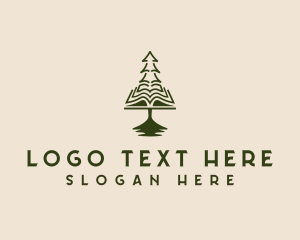 Library - Pine Learning Tree logo design