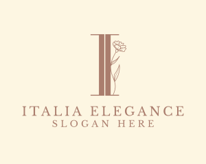 Elegant Floral Nature Letter I logo design