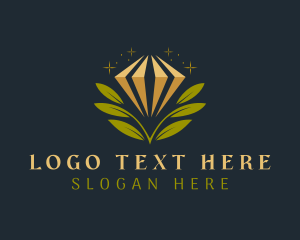 Crystal - Leaf Diamond Jewelry logo design