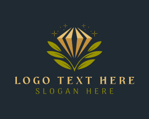 Elegant - Leaf Diamond Jewelry logo design