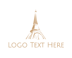 Landmark - Brown Eiffel Tower logo design