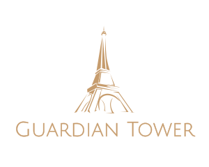 Brown Eiffel Tower logo design