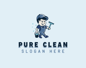 Janitor Wash Cleaning Wiper logo design