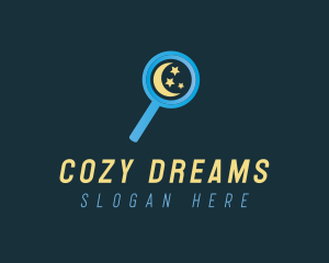 Moon Magnifying Glass logo design