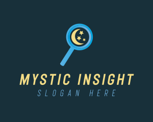 Clairvoyant - Moon Magnifying Glass logo design