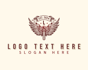 Wheel - Riding Motorcycle Wings logo design