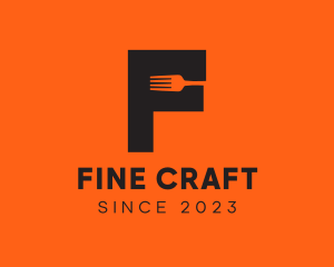 Food Fork Letter F logo design