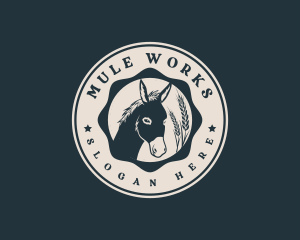 Mule - Donkey Wheat Grass logo design