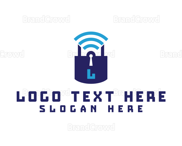 Wifi Padlock Tech Security Logo