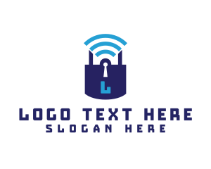 Wireless - Wifi Padlock Lettermark logo design
