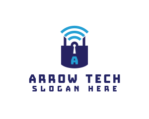 Wifi Padlock Tech Security  logo design