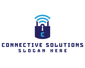 Wifi Padlock Tech Security  logo design