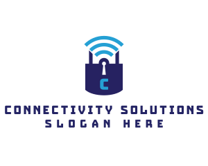 Wireless - Wifi Padlock Tech Security logo design