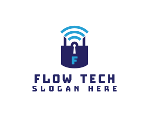 Wifi Padlock Tech Security  logo design