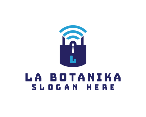 Connection - Wifi Padlock Tech Security logo design