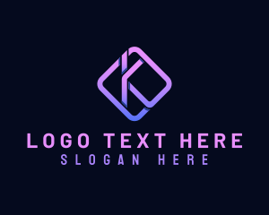 Letter K - Cyber Technology App logo design