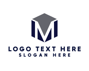 Initial - Masculine Cube M logo design