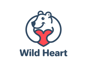 Bear Hug Heart logo design