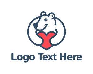 Cute - Bear Hug Heart logo design