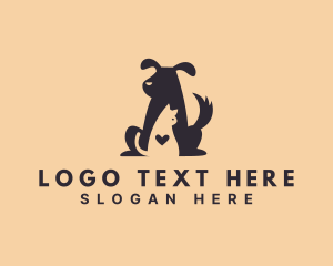 Domesticated - Dog Cat Pet Silhouette logo design