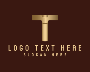 Builder - Metallic Contractor Letter T logo design