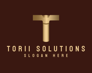 Metallic Contractor Letter T logo design