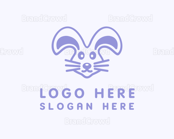Violet Cute Rabbit Pet Logo
