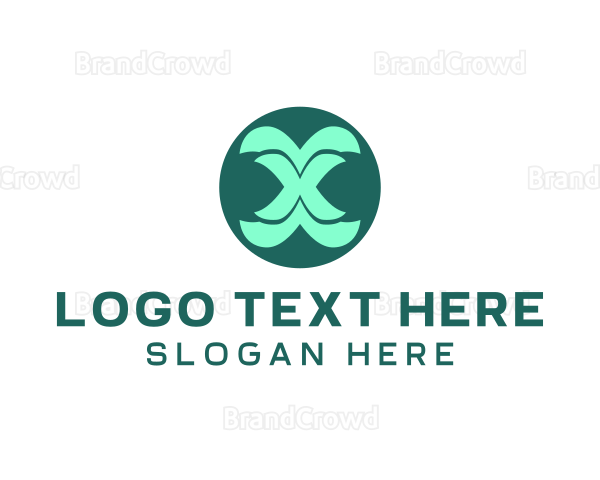 Green Curvy Letter X Logo