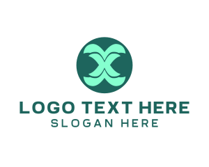 Fountain - Green Curvy Letter X logo design