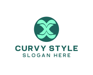 Curvy - Green Curvy Letter X logo design
