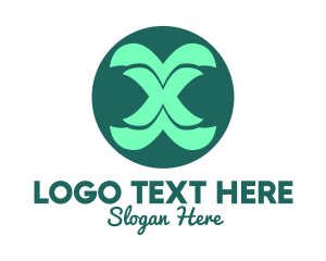 Curvy - Green Curvy Letter X logo design