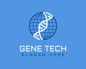 Gene - Blue Globe DNA logo design